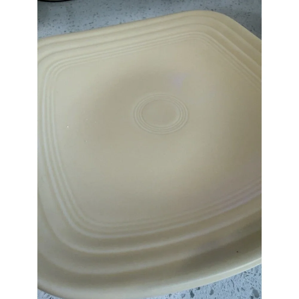 Fiesta Ivory Square Salad Plates 9” Set Homer Laughlin Lead Free Retired Vtg